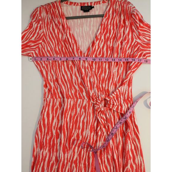 Pendleton Breezeway Dress Faux Wrap Ikat Coral Pink White Spring Summer Size M - Picture 14 of 16